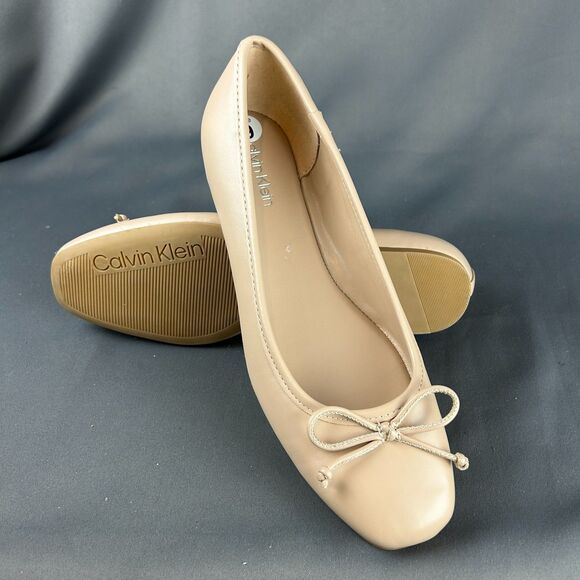 Calvin Klein Nude Beige Ballet Flats Bow Accent Size 9 NEW - Picture 9 of 14